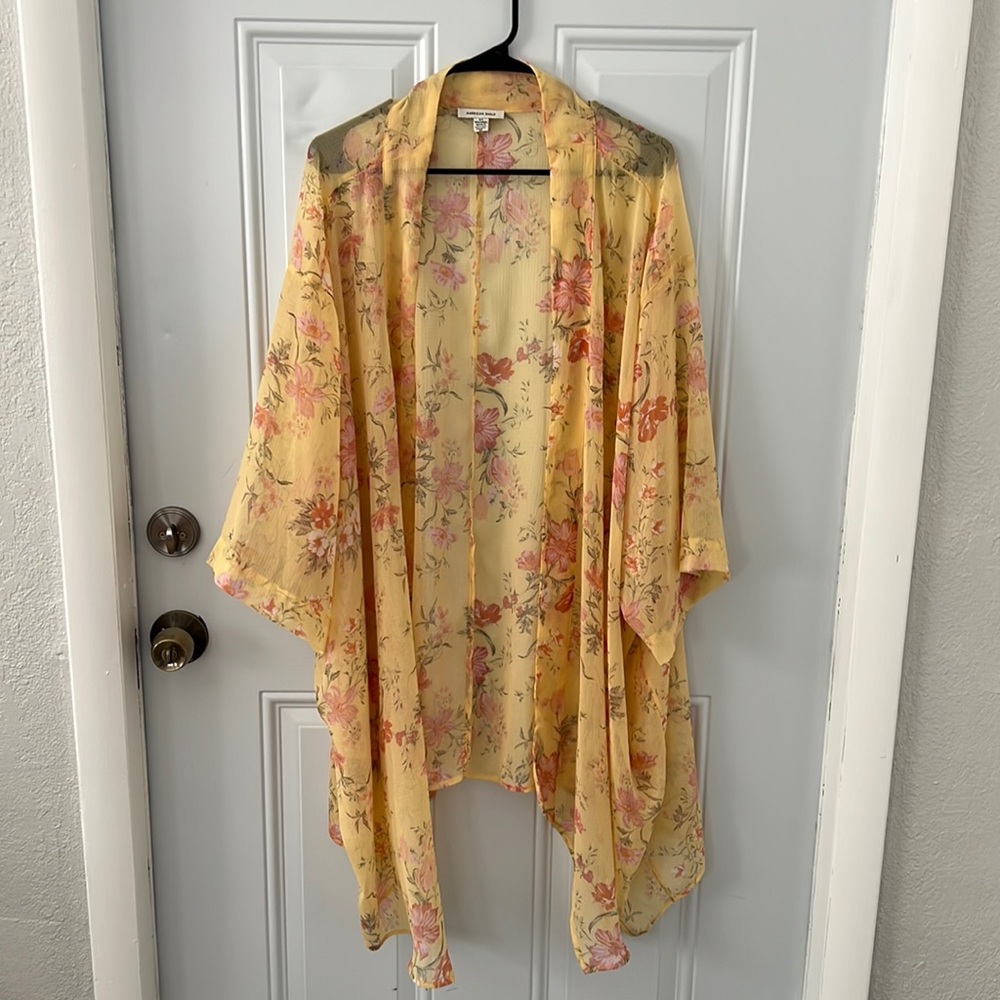 American Eagle kimono O/S yellow-Floral